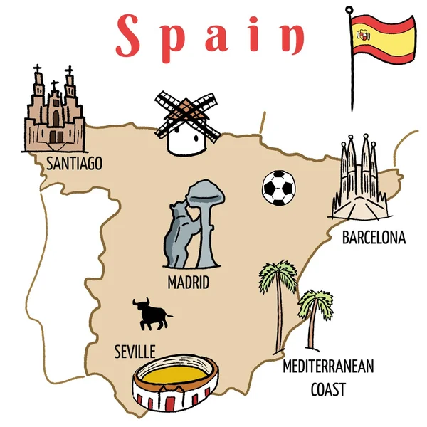 Espanha mapa - ilustração vetorial —  Vetores de Stock