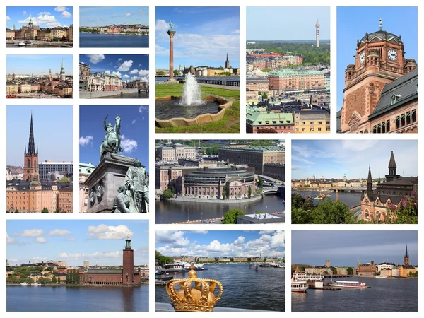 Marcos de Estocolmo - colagem de viagem — Fotografia de Stock
