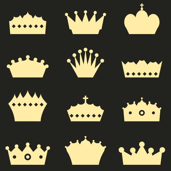 Iconos de corona vector ilustración — Vector de stock