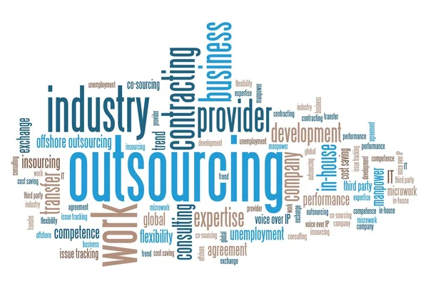 Job van outsourcing - woord wolk — Stockfoto