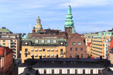 İsveç 'in Stockholm şehrinde Sodermalm Adası ufuk çizgisi.