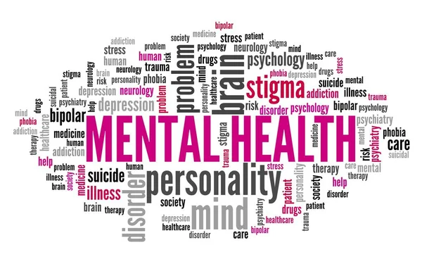 Mental Health Word Cloud Text Mental Health Concepts Issues — Stock Photo, Image