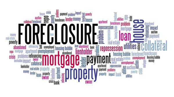 House Foreclosure Concept Real Estate Issues Foreclosure Word Cloud Sign — Stock Photo, Image