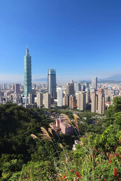 Taipei Şehrinin Silueti Fil Dağı Ndan Görüldü — Stok fotoğraf