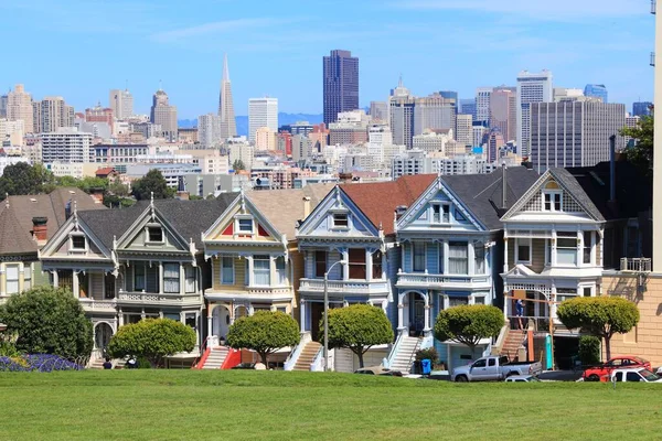 Painted Ladies Architettura Storica Piazza Alamo San Francisco — Foto Stock