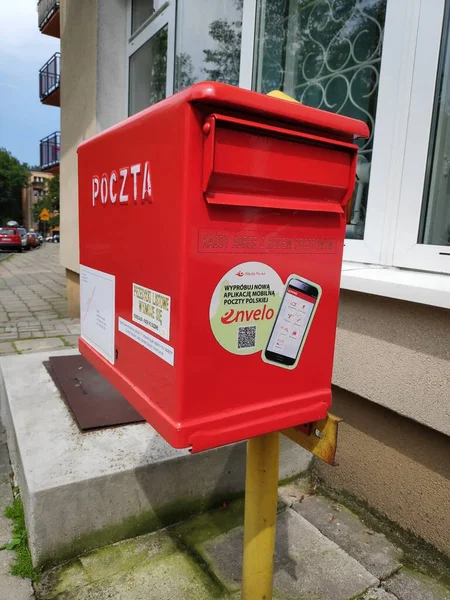 Bytom Polen Juni 2020 Offentlig Postbox Bytom Polen Poczta Polska — Stockfoto