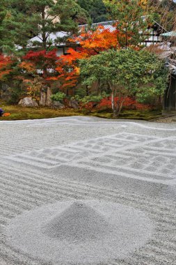 Japonya, Kyoto 'daki Zen bahçesi. Kodaiji Tapınağı taş bahçesi.