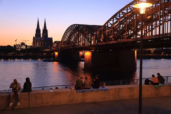 Cologne Německo Září 2020 Lidé Navštíví Rýnský Bulvár Rheinboulevard Kolíně — Stock fotografie