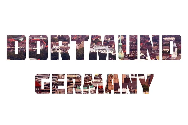 Dortmund Słowo Znak Tekstowy Nazwą Miasta Dortmund Niemcy — Zdjęcie stockowe