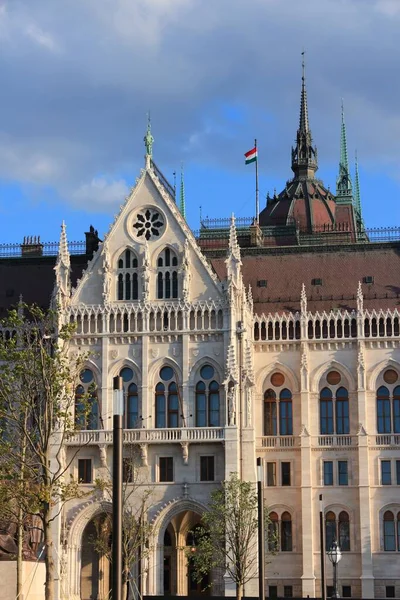 Maďarský Parlament Památková Architektura Budapešti Západ Slunce — Stock fotografie