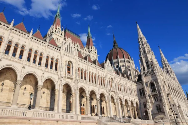 Parlamento Húngaro Arquitectura Emblemática Budapest Luz Del Atardecer —  Fotos de Stock