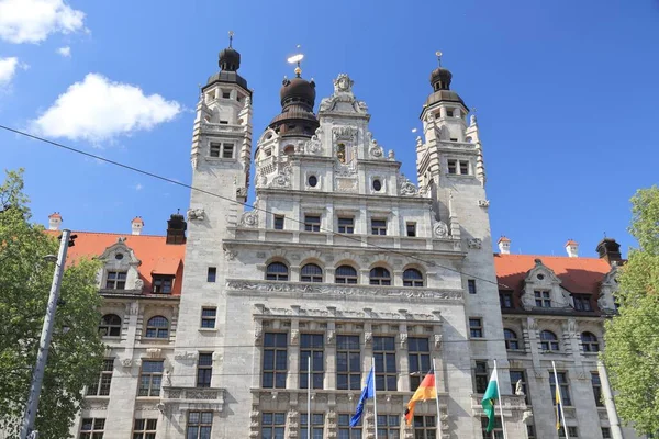 Bezienswaardigheid Duitsland Stadhuis Leipzig Nieuw Stadhuis Neues Rathaus Historische Architectuurstijl — Stockfoto