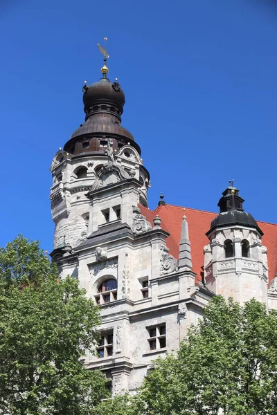 Bezienswaardigheden Duitsland Stadhuis Leipzig Nieuw Stadhuis Neues Rathaus Historische Architectuurstijl — Stockfoto