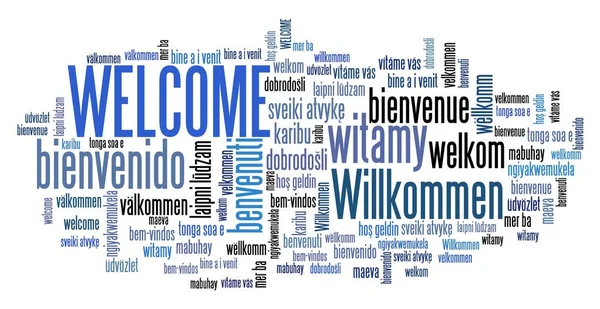 Welcome Message Sign International Welcome Sign Many Languages Including English — Stock Photo, Image