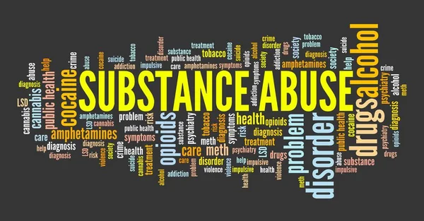 Substance Abuse Word Cloud Collage Drug Alcohol Addiction Concepts Text — Stock Photo, Image