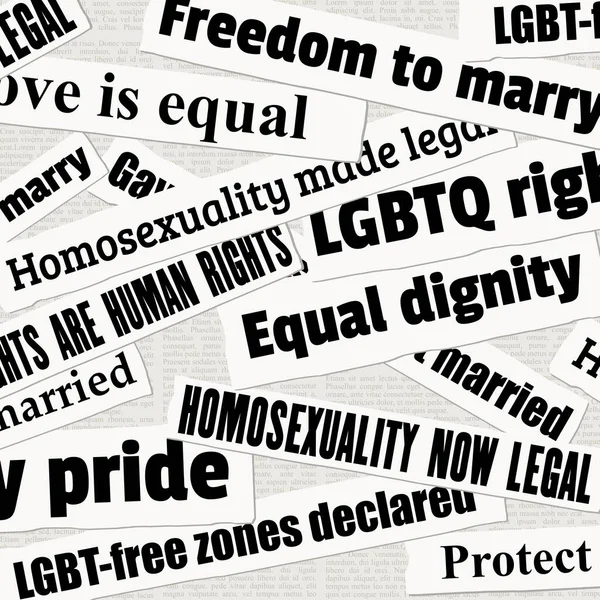 ゲイの権利とLgbtの平等新聞のタイトル ニュースヘッドライン収集ベクトル — ストックベクタ