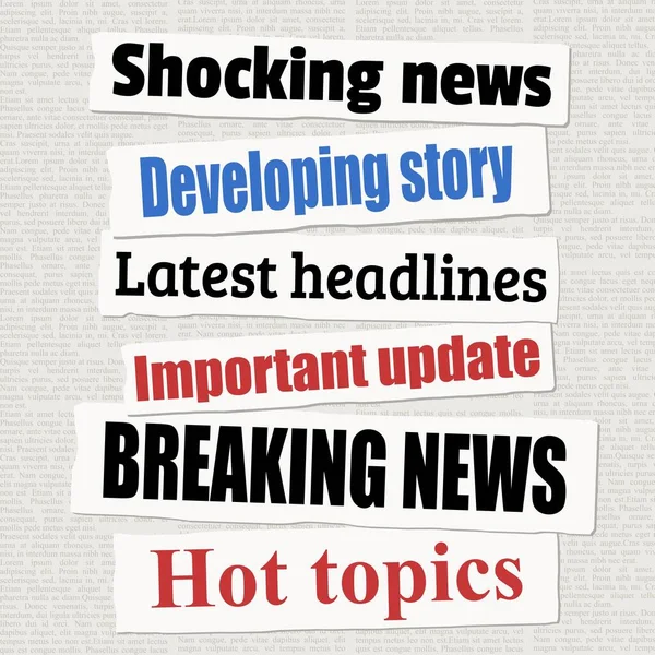 Breaking News Headline Collection Vector Illustration Newspaper Titles — Stock Vector