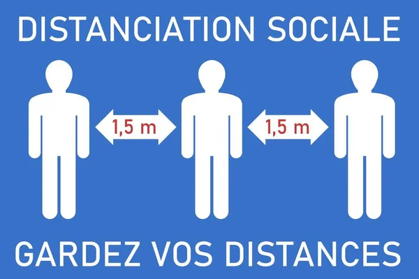 Língua Francesa Vetor Sinais Distanciamento Social Distanciacion Sociale Gardez Vos — Vetor de Stock