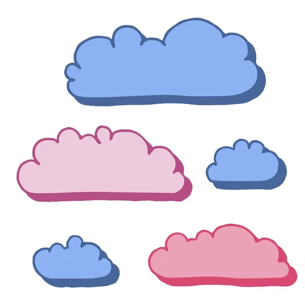 Hand Drawn Clouds Vector Collection Simple Cartoon Style Clouds — Stock Vector