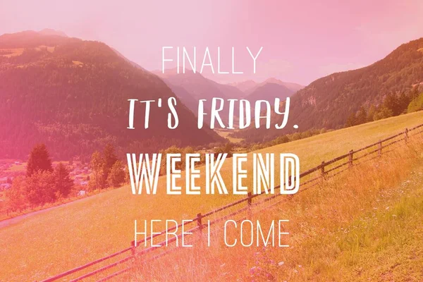 Friday Weekend Enjoyment Social Media Motivational Poster — Stock Photo, Image