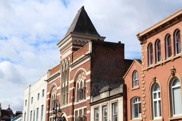 利兹市 旧英国Briggate街的建筑 — 图库照片