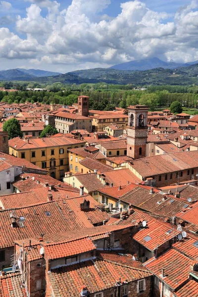 Toskánsko Itálie Středověké Město Lucca Itálie Letecký Pohled — Stock fotografie