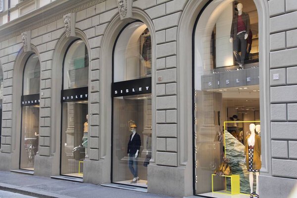 FLORENCE, ITALY - APRIL 30, 2015: Sisley fashion store in Florence. Sisley is owned by Benetton Group, Italian fashion company.