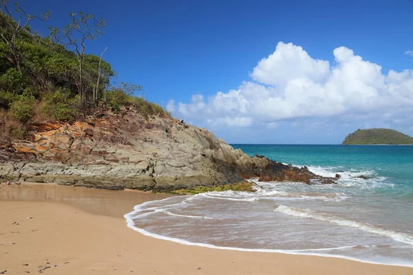 地球岛瓜德罗普沙滩 加勒比度假景观 石灰滩 石灰坪 — 图库照片