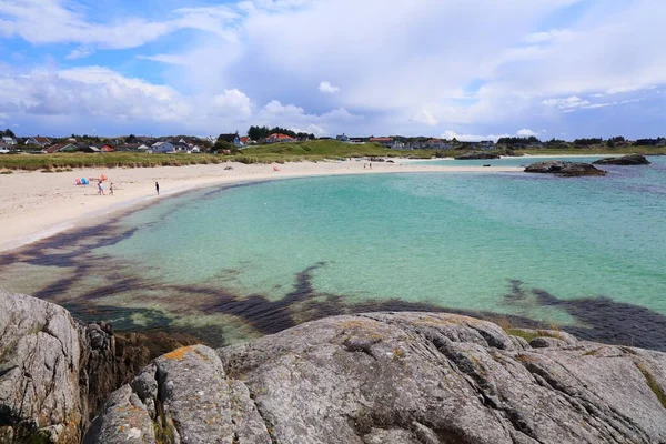 Norvège Plage Été Plage Akrasanden Près Akrehamn Karmoy Île — Photo