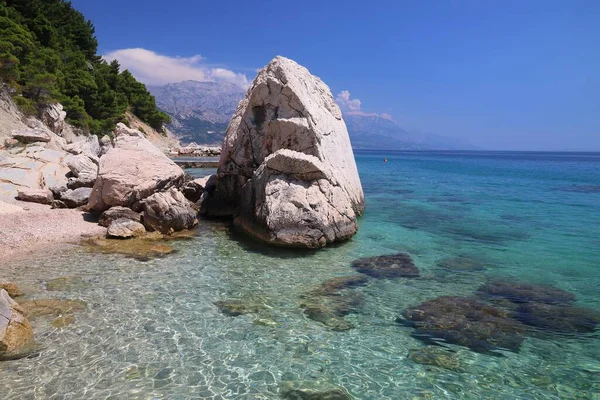 Dalmazia Costa Adriatica Con Rocce Calcaree Croazia Costa Paesaggio Estivo — Foto Stock