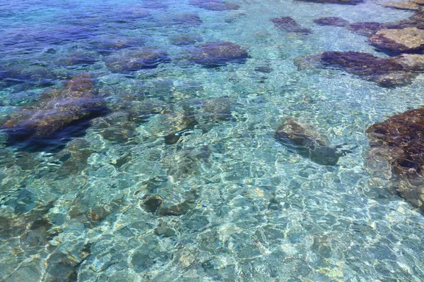 干净的海水背景 亚得里亚海绿松石色的水抽象 — 图库照片