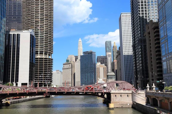 Skyline Chicago River Widok Miasto Loop — Zdjęcie stockowe