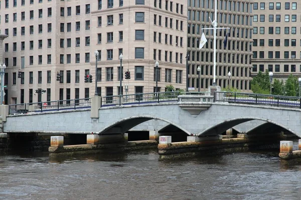 Providence City Rhode Island Ponte Sul Fiume Providence — Foto Stock