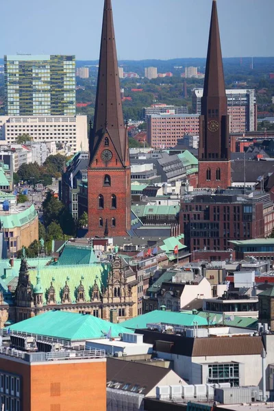 Hamburg Stad Tyskland Gamla Stan Skyline Antenn Utsikt — Stockfoto