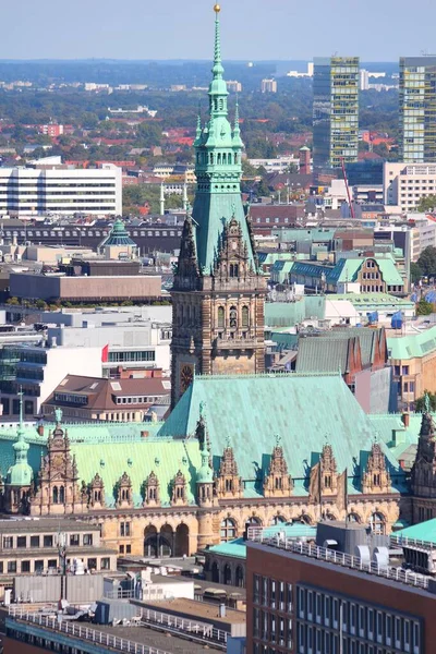 Hamburg Stad Tyskland Gamla Stan Skyline Antenn Utsikt — Stockfoto