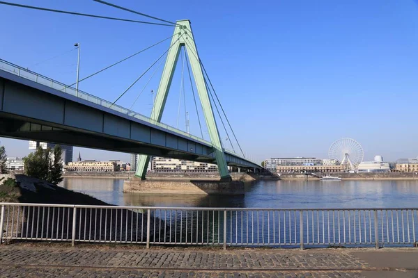 Ponte Severins Colônia Alemanha Ponte Cabo Sobre Rio Reno — Fotografia de Stock