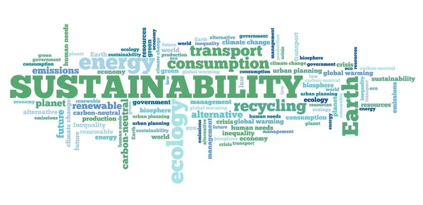 Duurzaamheid Woord Wolk Concepten Inzake Milieuduurzaamheid — Stockfoto