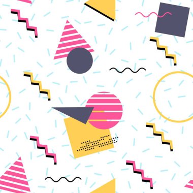 1990 'ların kusursuz vektör deseni. 80 'ler-90' lar Memphis biçim vektör dokusu.
