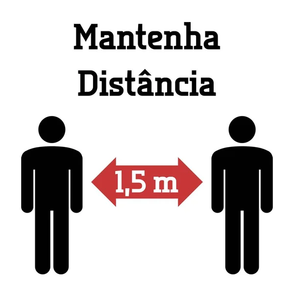 Знак Социальной Отдаленности Португальском Языке Mantenha Distancia Английский Keep Distance — стоковый вектор