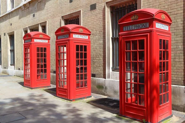 Fila Cabina Telefónica Londres Puntos Referencia Londres Cabina Telefónica Roja — Foto de Stock