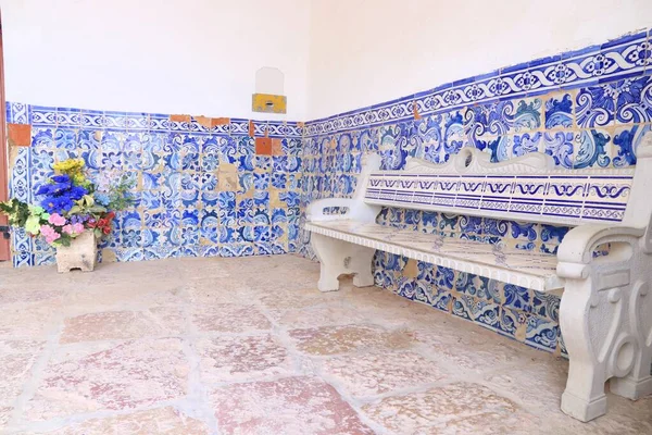 Portekiz Mavi Azulejo Fayansları Porches Algarve Geleneksel Portekiz Dekorasyonu — Stok fotoğraf