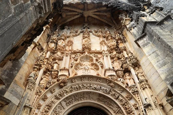Architektura Gotycka Klasztorze Rycerzy Templariuszy Portugalii Lista Światowego Dziedzictwa Unesco — Zdjęcie stockowe