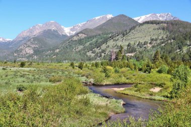 Rocky Dağı Milli Parkı, colorado, ABD. fall river ve mumya aralığı ile at nalı park vadi.