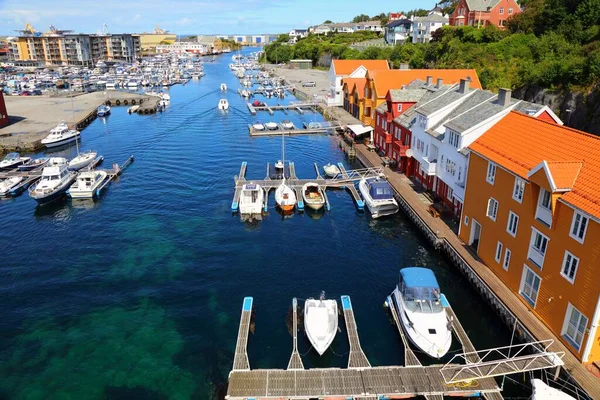 Città Haugesund Norvegia Vista Estiva Delle Barche Nel Distretto Haugaland — Foto Stock