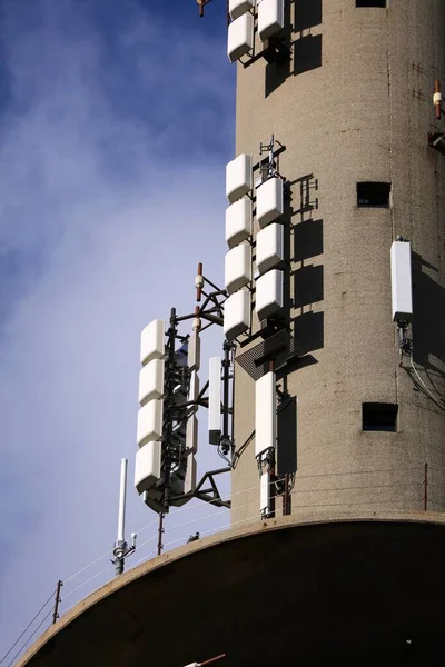 Antenas Setor Torre Celular Equipamento Móvel Transmissor — Fotografia de Stock