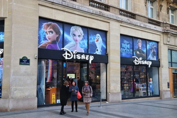 Paris France Dezember 2019 Menschen Kaufen Disney Store Avenue Champs — Stockfoto