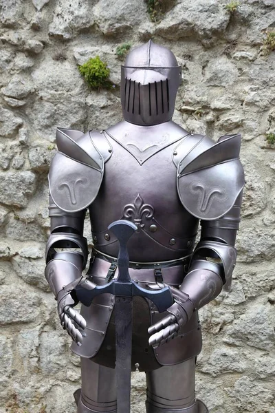 Ortaçağ Zırhı Şövalye Metal Zırh Takımı — Stok fotoğraf
