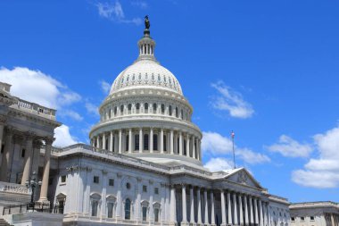 ABD Ulusal Meclisi. Washington DC 'de bir dönüm noktası. Birleşik Devletler Kongre Binası.