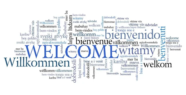 Message Bienvenue Panneau Bienvenue International Plusieurs Langues Dont Anglais Allemand — Photo