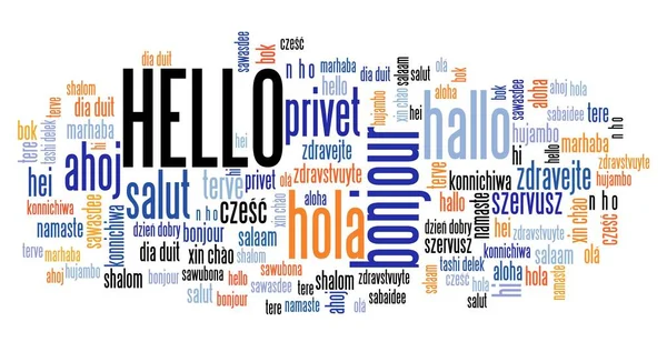 Hola Palabra Traducida Diferentes Idiomas Hola Collage Texto Traducción Internacional — Foto de Stock